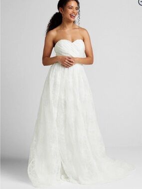 Chi Chi London Strapless Sweetheart White Lace Wedding Dress Plus UK18 US14 NWT